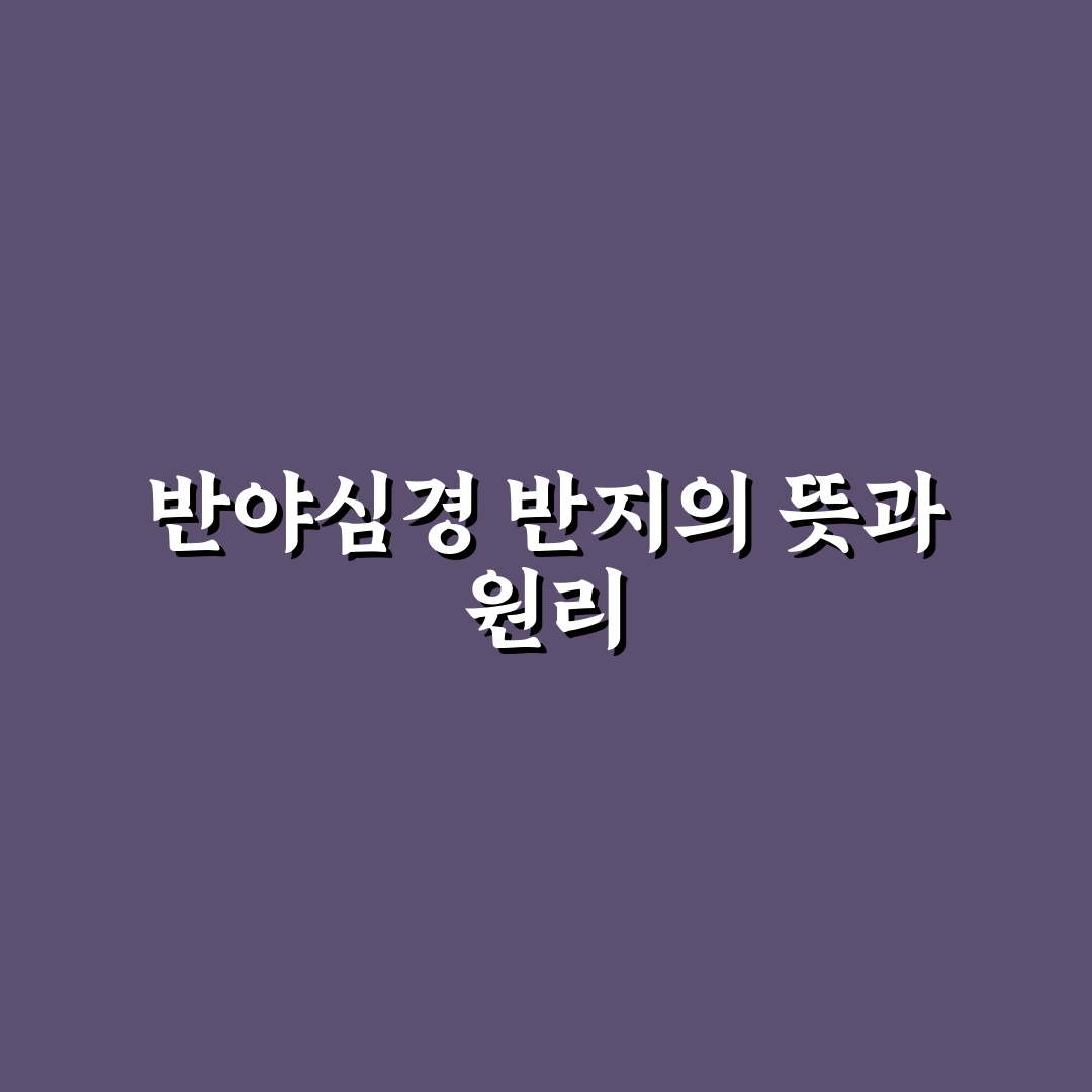 반야심경 회전 반지 사용법과 추천 꿀팁 정리