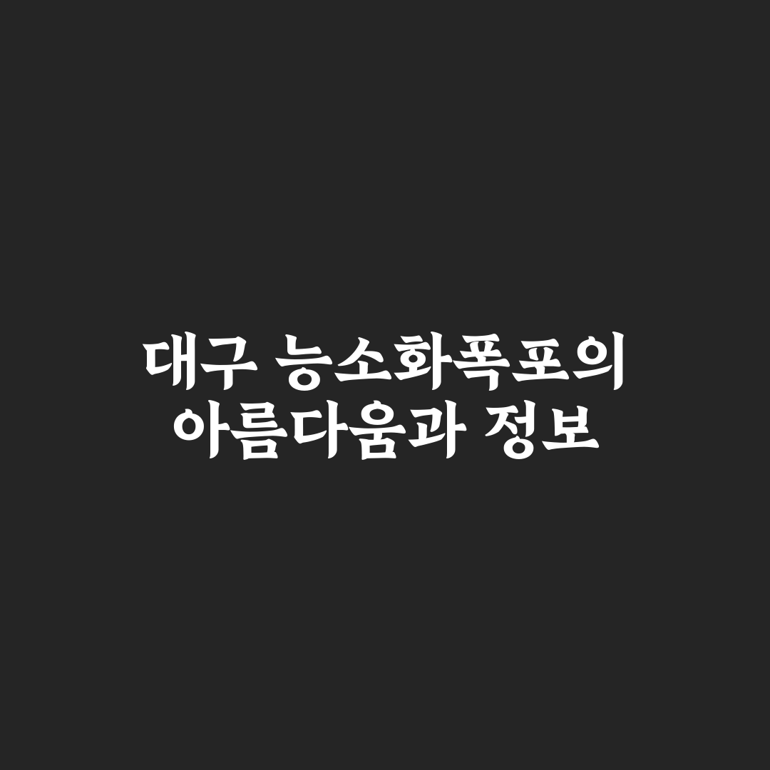 대구 능소화폭포 방문 꿀팁과 여행 정보 정리