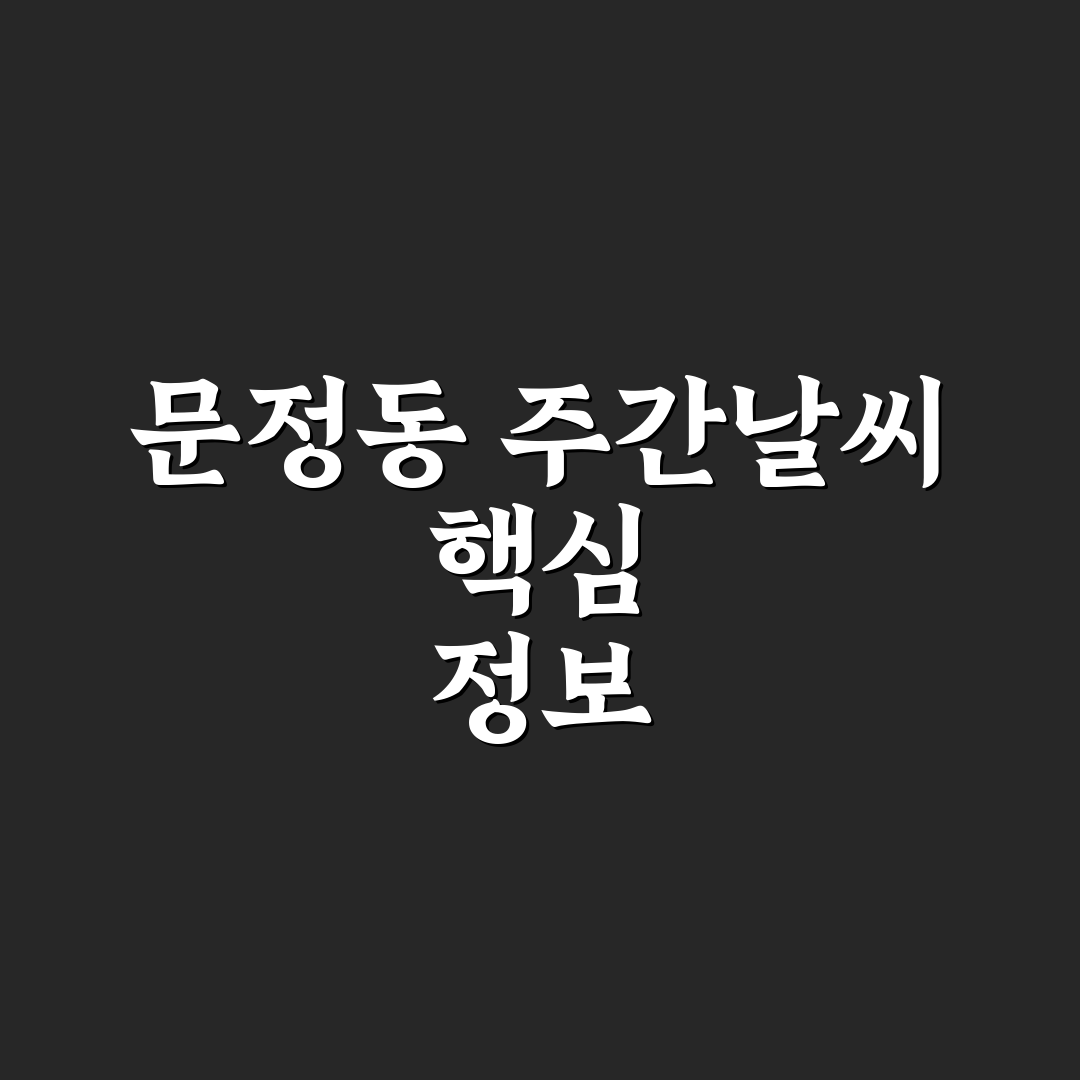 문정동 주간날씨 분석과 5가지 핵심 체크포인트 총정리