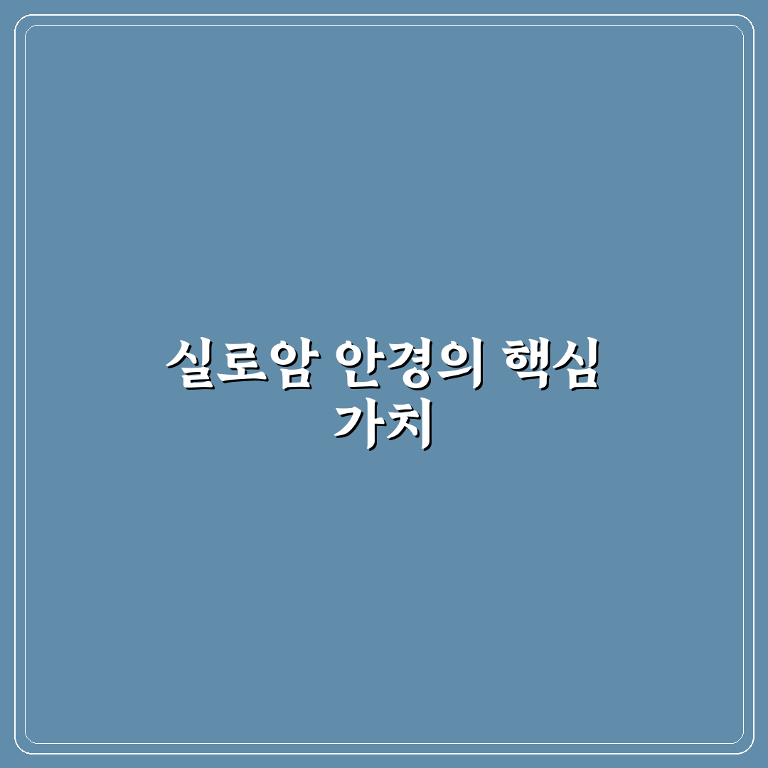 실로암 안경 구매 기준과 주요 기능 5가지 비교 분석
