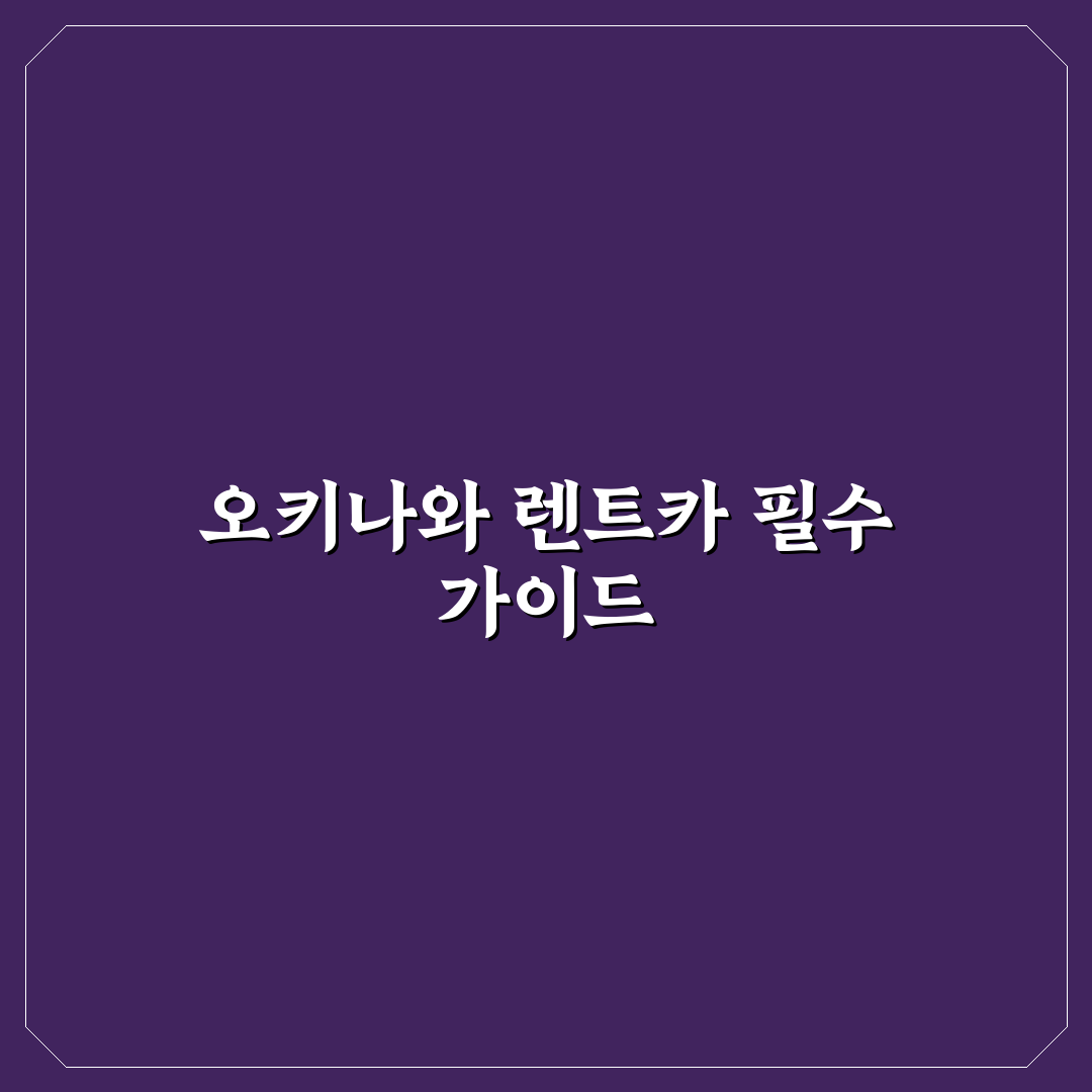 오키나와 달인 렌트카 이용 꿀팁과 후기 공유