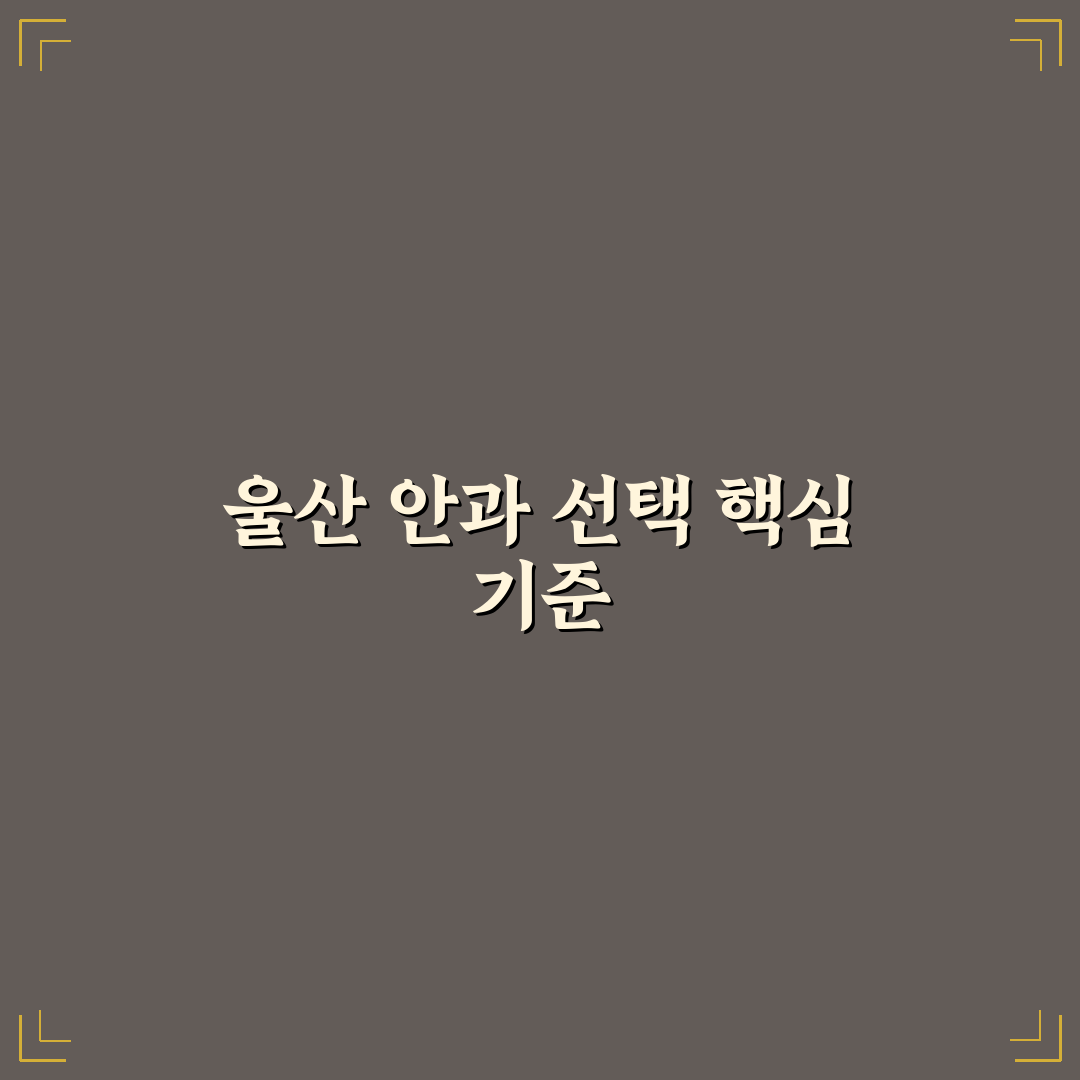울산 밝은안과 선택 5가지 기준별 비교 분석